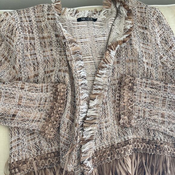 Nic+Zoe Iconic Cork Fringe Knit Jacket L - Picture 11 of 11